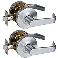 2 Packs of Passage Commercial Door Locks Heavy Duty Grade 2 Lever, Non-Handed, UL 3 Hour Fire Rated, ADA Compliant, Satin Chrome Finish 26D, 2-3/4''Backset