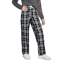 COZYEASE Girls' Plaid Drawstring Waist Pants Casual Straight Leg Trousers with Pockets Trendy