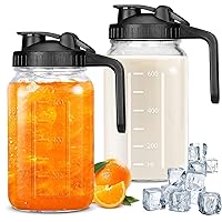 Mason Jar Pitcher with Lid and Spout, 1 Quart (32 Oz / 1 Liter) BPA Free Glass Water Pitcher for Coffee, Breastmilk, Sun Tea, Iced Tea, Juice Pitcher Wide Mouth for Fridge