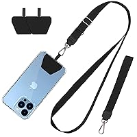 CACOE Phone Lanyard 2 Pack-1× Adjustable Neck Strap,1× Wrist Strap,2× Pads,Multifuctional Universal Crossbody Cell Phone Lanyards,Compatible with Most Smartphones(Black)