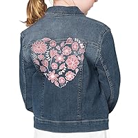 Floral Heart Kids' Denim Jacket - Floral Heart Print - Daughter Clothing