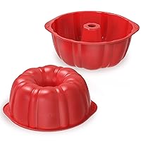 SILIVO 7 inch Silicone Buntz Cake Pans (2 Pack) - 6 Cup Nonstick Silicone Fluted Tube Pans for Baking for Cake, Brownie and Monkey Bread