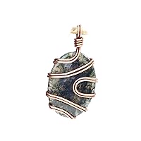 Moss Agate Pendant, Copper Wire Wrapped Pendant, Designer Handmade Pendant, Tree of Life Pendant LA-0145