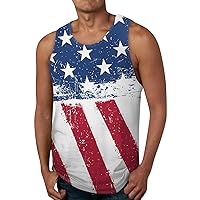 Mens T-Shirts Sleeveless Summer Tank Tops Printed USA Flag Shirts Workout Casual Undershirts Sport Vacation T-Shirt