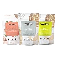 Waka Quality Instant Tea — Unsweetened 3 Bag Tea Combo — 100% Tea Leaves — Green, Black, Peach Flavored, 4.5 oz Per Bag