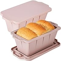 Silicone Bread Loaf Pan Baking Molds with Lid, 4Lb Large Capacity Set of 2 Non-Stick Bread Pans for Homemade Breads, Cakes, Meat loaf, Ice cream, Ice cubes and More (Coral Pink)