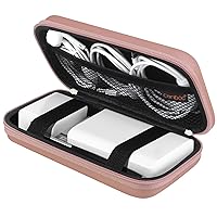 Canboc Carrying Travel Pouch MacBook Charger Case for MacBook Accessories, Charging Cords, Air Power Adapter, iPhone Charger, USB Cable Organizer for Earbuds, Battery Pack, USB Hub, Rose Gold