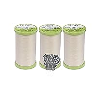 Coats & Clark Hand Quilting Thread - Cotton Covered Polyester -325 Yards - S960-3 Pack Bundle with 3 Bella's Crafts Needle Threaders (Natural)