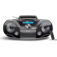 Portable CD Player Bluetooth with Cassette All in one Powerful Stereo Boombox for Home with mega Bass Reflex Speakers, Radio/USB / MP3/ AUX Input with Backlight LCD Display
