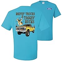 Driving Trucks and Taggin Bucks Retro Ford F150 Hunting Licensed Official Front and Back Mens T-Shirts