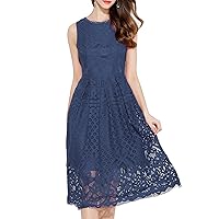 Womens Fashion Sleeveless Lace Fit Elegant Cocktail Party Dress