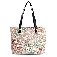 Coastal Coral Pattern Printed Purses and Handbags for Women Vintage Tote Bag Top Handle Ladies Shoulder Bags for Shopping Travel