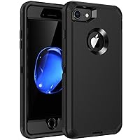 for iPhone 8 Case,iPhone 7 Case,Built-in Screen Protector, Shockproof 3-Layer Full Body Protection Rugged Heavy Duty High Impact Hard Cover Case for iPhone 8/7 4.7 inch,Black