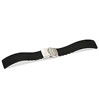 20mm Black Silicone Rubber Soft Sport Watch Band Strap Deployment Buckle