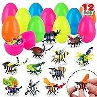 Pre Filled Easter Eggs Insects Building Blocks, Easter Basket Stuffers Mini Animals Building Block Sets for Kids Easter Egg Hunt Game Party Favors Classroom Prize Gifts