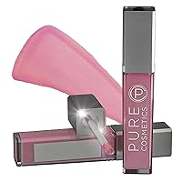 Pure Cosmetics Pure Illumination Lip Gloss with Light and Mirror - Hydrating, Non-Sticky Lanolin Lip Glosses in Push Button LED-Lit Lip Gloss Tube for Easy On-The-Go Application, Ooh La La