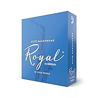 D'Addario Woodwinds - Royal Alto Saxophone Reeds - Alto Sax Reeds with Strong Spine - Alto Saxophone Reeds - Great for Classical or Jazz - Strength 1.0, 10-Pack