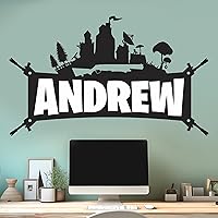 CRYTONITE Personalized Name Famous Game Decorations I Wall Decals for Gaming Room Decor I Custom Decal for Famous Game Party Decorations I Boys Bedroom Decor (Wide 15