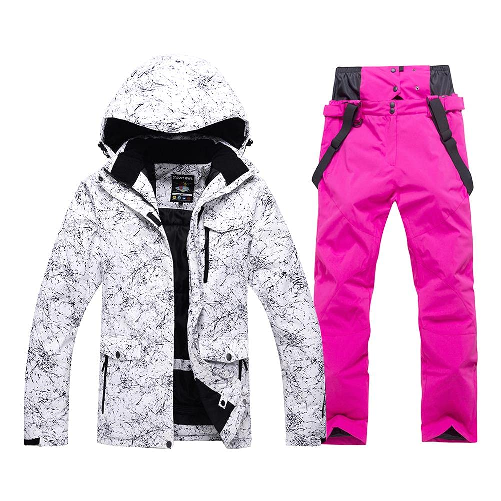 Fashion Women's High Waterproof Windproof Snowboard Colorful Printed Ski Jacket and Pants