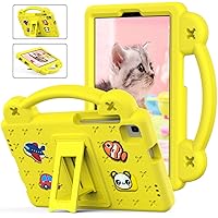 Tablet Case for Apple iPad Air 1 2013/Air 2 2014/Pro 9.7(2016)/iPad 9.7(2017/2018), Kids Friendly Universal Shockproof Protective Case with Shoulder Strap & Stand Handle & Pen Tray Yellow