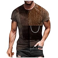 Men Fashion Print Tee Shirt Crewneck Workout T-Shirt Casual Short Sleeve Athletic Shirts Fitted Summer Graphic Tops