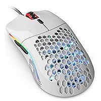 Glorious Model O- (Minus) Compact Wired Gaming Mouse - 58g Superlight Honeycomb Design, RGB, Pixart 3360 Sensor, Ambidextrous, Omron Switches - Glossy White