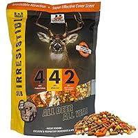 Herron Outdoors 4-4-2 Protein Pellets, Whole Corn & Blaze Orange- Deer Attractants for Whitetail Deer, and Feed Bait for All Hunters All Seasons- 5Ibs
