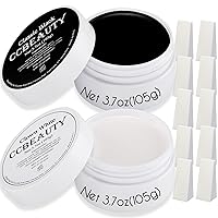 CCbeauty Halloween Makeup 7.4oz Large Black White Cream Face Paint Set with 10 Sponges, Non Toxic Body Painting Kit for Adult Dress Up Mime Skeleton Skull Costume Cosplay Makeup