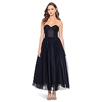 Betsy & Adam Women's Mid Length Mesh Skirt Lace Top Gown