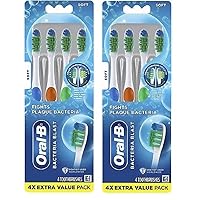 Bacteria Blast Toothbrush, Soft, 4 Count (Pack of 2), Green,yellow