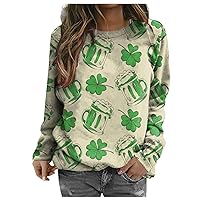St Patrick’s Day Appreciation T-Shirt Green Gifts Mock Neck Long Sleeve Tee Basic Sweatshirts for Girls
