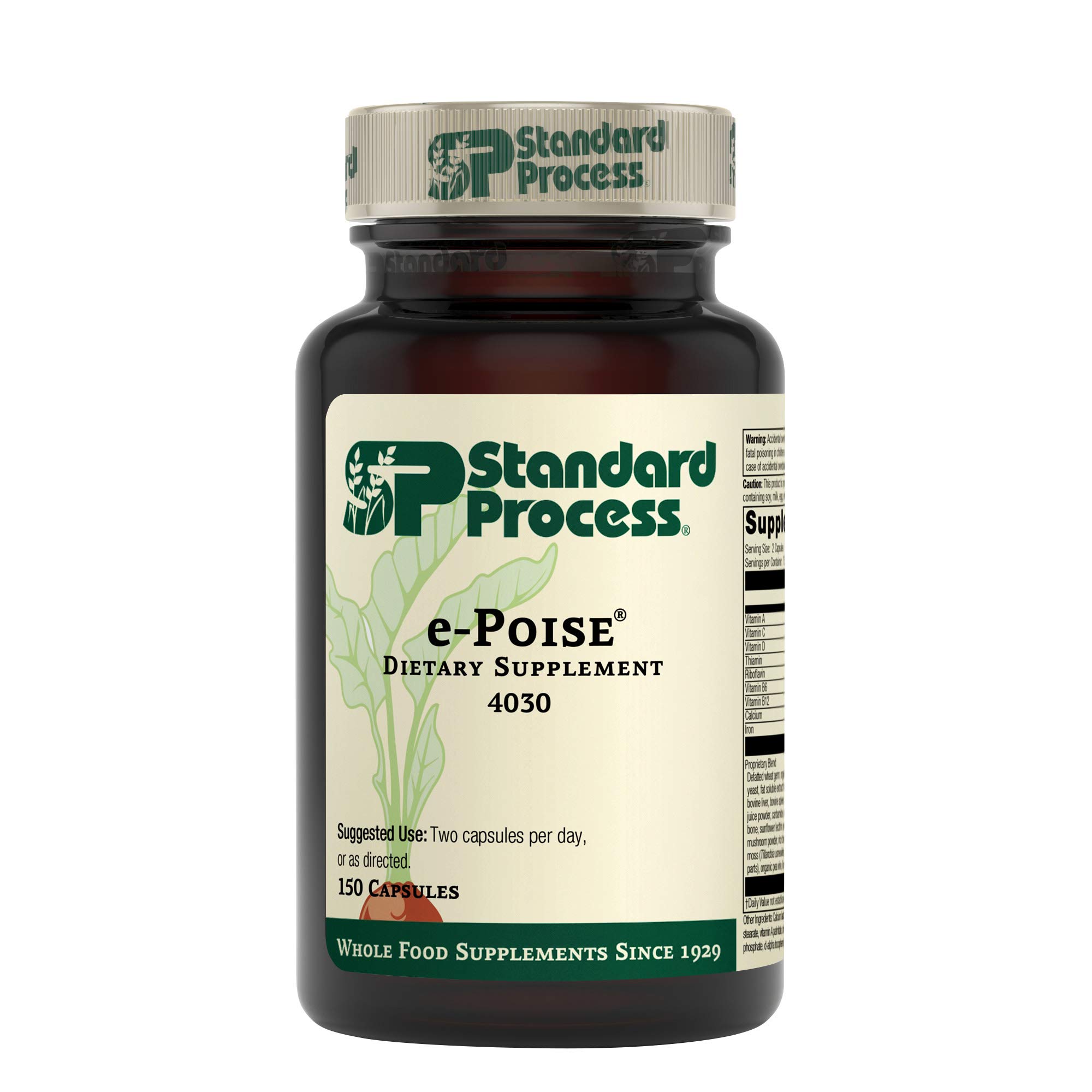 Standard Process e-Poise - Whole Food Energy, Vitality, and Antioxidant Support with Riboflavin, Vitamin B6, Thiamine, Wheat Germ, Vitamin A, Flaxs...
