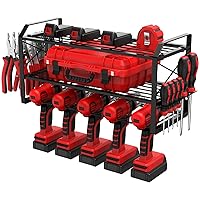 Keten Power Tool Organizer, Wall Mount Cordless Drill Holder, Thicken Tool Shelf & Tool Rack for Drill, Spanner, Screwdriver, Metal Tool, Suitable for Pegboard