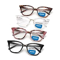 4 Pack Womens Cute Cat Eye Bifocal Reading Glasses Oversized Blue Light Blocking Computer Readers with Spring Hinge