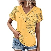 My Recent Orders Placed by me Summer Tops for Women 2024 Fashion V Neck Blouse Casual Short Sleeve Tunic Tshirt Retro Floral Graphic Tee Ladies Clothes
