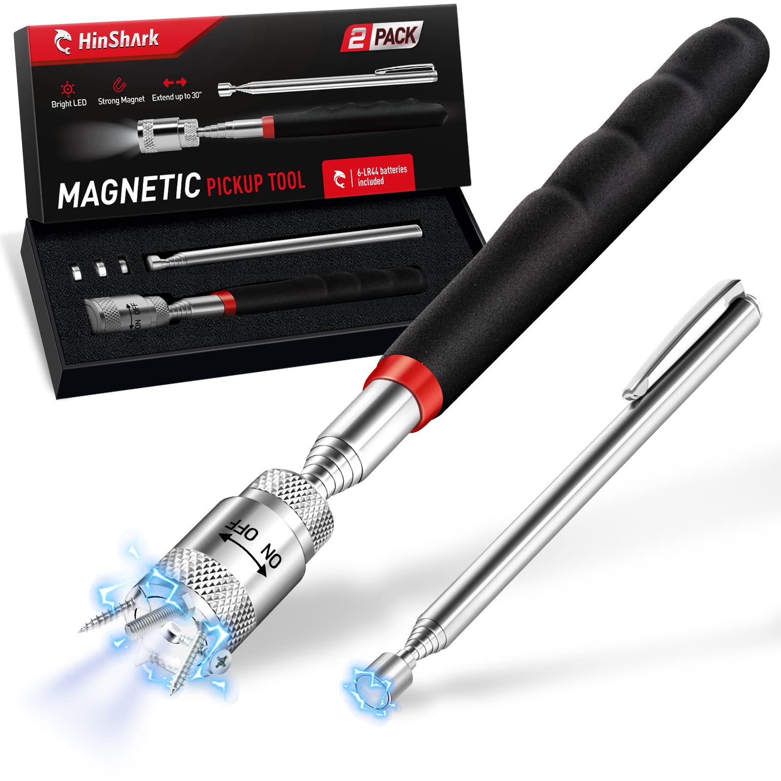 Hinshark Father's Day Gifts from Daughter, Telescoping Magnetic Pickup Tool, Dad Gifts from Wife, Son, Kids, Birthday Gifts for Men, Unique Gifts for Dad Who Wants Nothing, Tools Cool Gadgets for Him