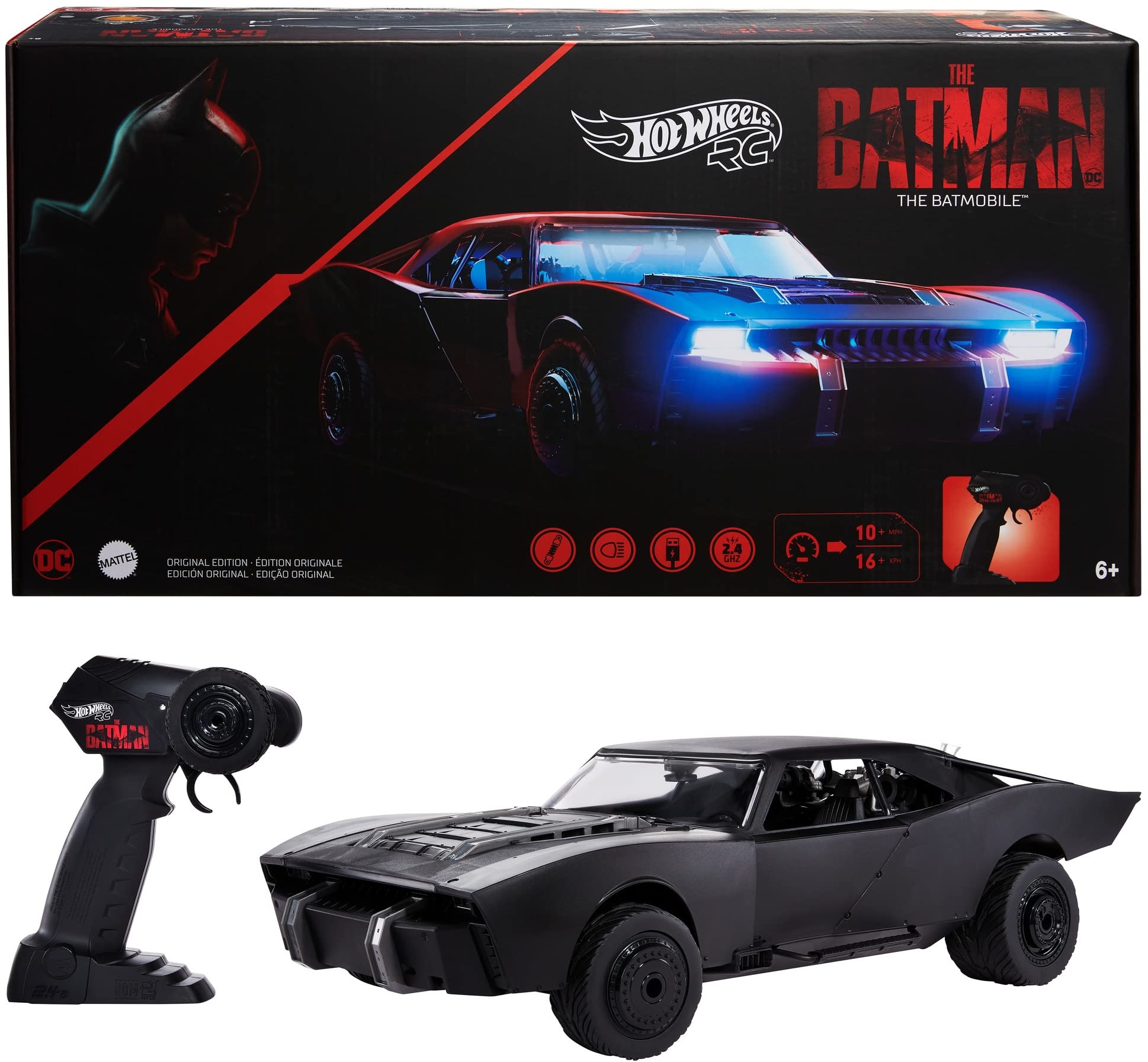 Mua Hot Wheels RC The Batman Batmobile, Remote-Controlled 1:10 Scale Toy  Vehicle from The Movie, USB Rechargeable Controller, Gift for Fans of Cars  & Comics & Kids 5 Years Old & Up [