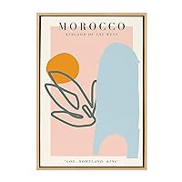 x Chay O. Collaboration Travel Poster Morocco No.1 Framed Canvas Wall Art, 23x33 Natural, Decorative Morocco Art for Wall