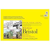 Strathmore 300 Series Bristol Paper Pad, Vellum, Tape Bound, 11x17 inches, 24 Sheets (100lb/270g) - Artist Paper for Adults and Students - Charcoal, Pen and Ink, Marker, and Pastel
