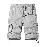 Mens Shorts, 2024 Summer Retro Tactical Cargo Short Elastic Waist Multi Pockets Running Shorts Comfy Sweat Shorts