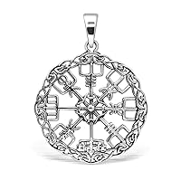WithLoveSilver 925 Sterling Silver Celtic Talisman Vegvisir Viking Compass Protection Pendant