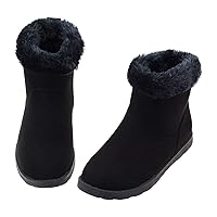 Vonair Girls Fuzzy Warm Winter Short Boots with Furry Faux Fur Lining Bootie Shoes for Toddler Little Big Kids Girls