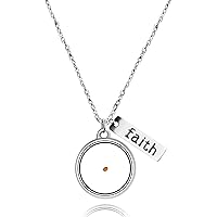 Stainless Steel Faith Mustard Seed Charm Pendant Necklace Christian Faith Jewelry for Women