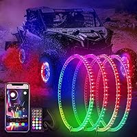 Double Side 15.5 inch Dancing Color Wheel Ring Light Kit w/Turn Signal and Braking Functionand Can Controlled by Remote and app Simultaneously with Lock Function