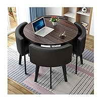 BUYT Office Reception Room Club Table and Chair Set Reception Table and Chair Combination Negotiation Table Office Shops Meetings Small Round Tables Office Conference Tables Black Leather