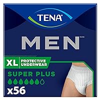 TENA Incontinence Underwear for Men, Super Plus Absorbency, ProSkin - X-Large - 56 Count
