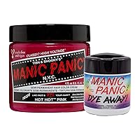 MANIC PANIC Hot Hot Pink Hair Dye Bundle with Dye Away Wipes Color Remover 50 Count