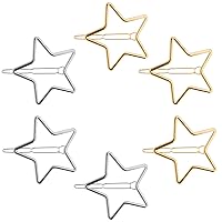 PAGOW 6PCS Star Hair Clips Hollow Metal Snap Barrettes Silver Gold Geometric Valentine Hair Pins Prom Enagement Wedding Styling y2k Accessories for Women Girls