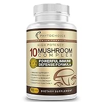 Powerful 10 Mushroom Complex-Advanced Blend of Best Functional Mushrooms-Nootropic Supplement for Brain Memory Focus Energy, Immune Support-Lions Mane-Reishi-Cordyceps-Chaga-Turkey Tail (90 capsules)