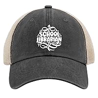 School Librarian Trucker Hat Womens Cap AllBlack Funny Hats Gifts for Men Hiking Caps